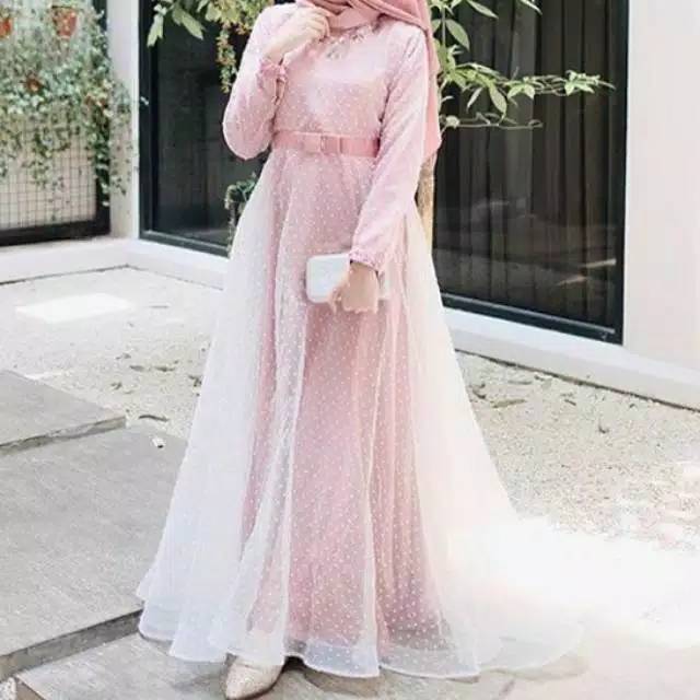 gamis organza dot
