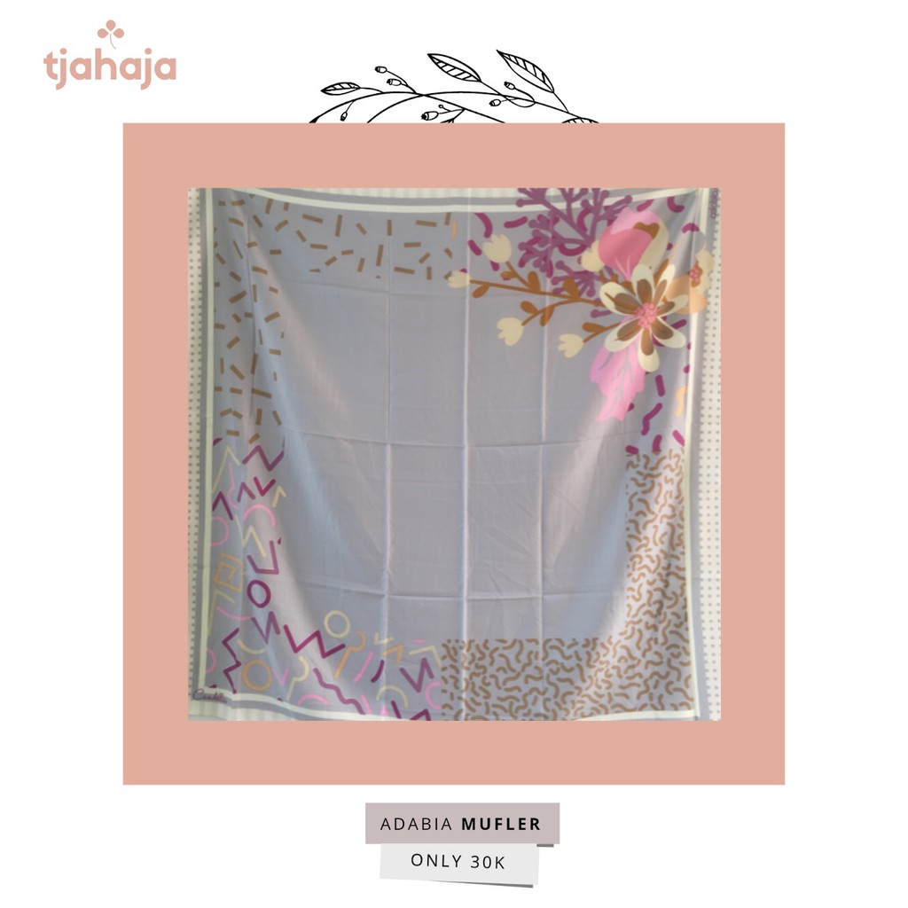 Jilbab Motif Segi Empat ADABIA MUFLER seri CANDELLA Ungu Muda Pink Baru Original