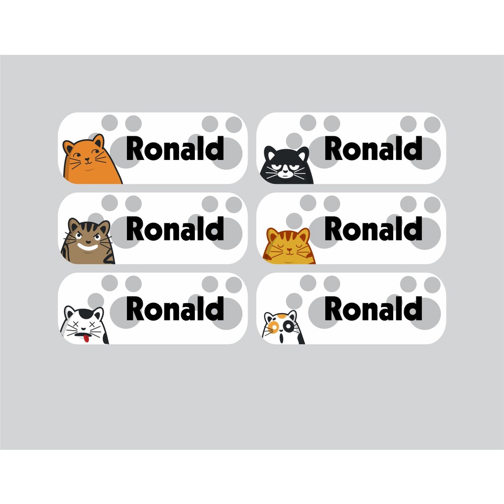 Jual stiker label nama water proof tahan air vinyl size L KUCING