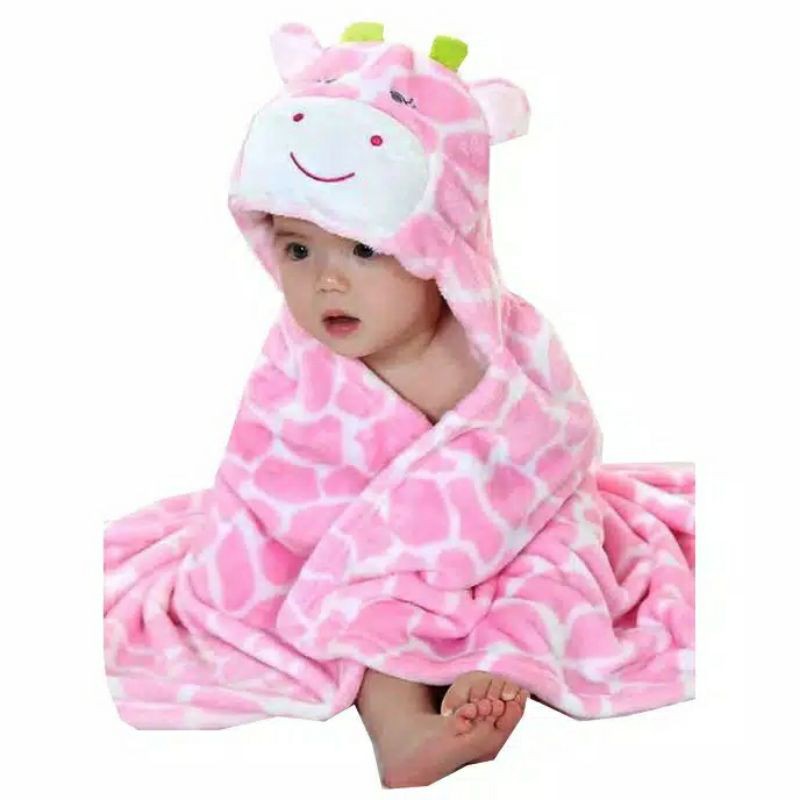 Best Seller! Selimut Bayi Topi Boneka / Selimut topi Karakter Fleece