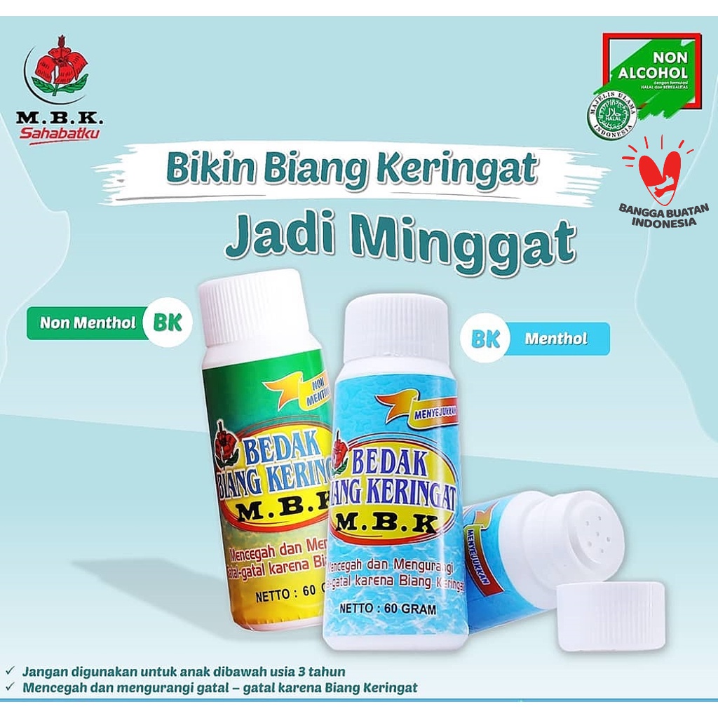 MBK Bedak Biang Keringat Menthol &amp; Non Menthol 60gr