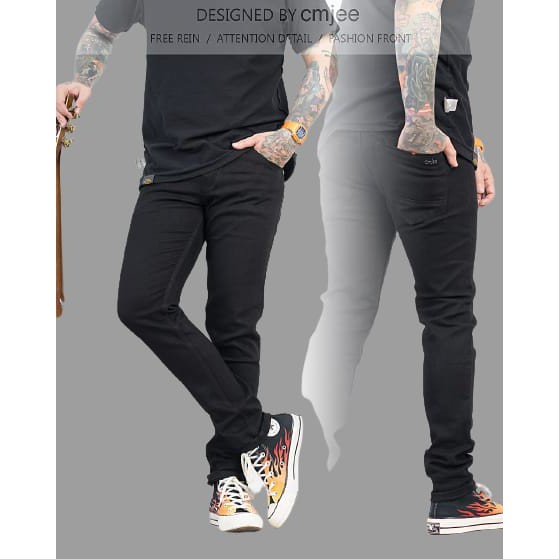 Celana panjang pria denim-skiny hitam Naomi pensil strech melar model slim fit ORI fiftyone denim