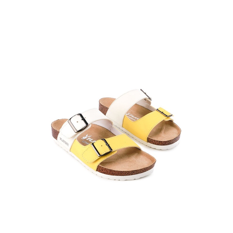 SANDAL SLIDE PLAYBOY WANITA ORIGINAL CASUAL BRANDED ASLI KUNING PLW01