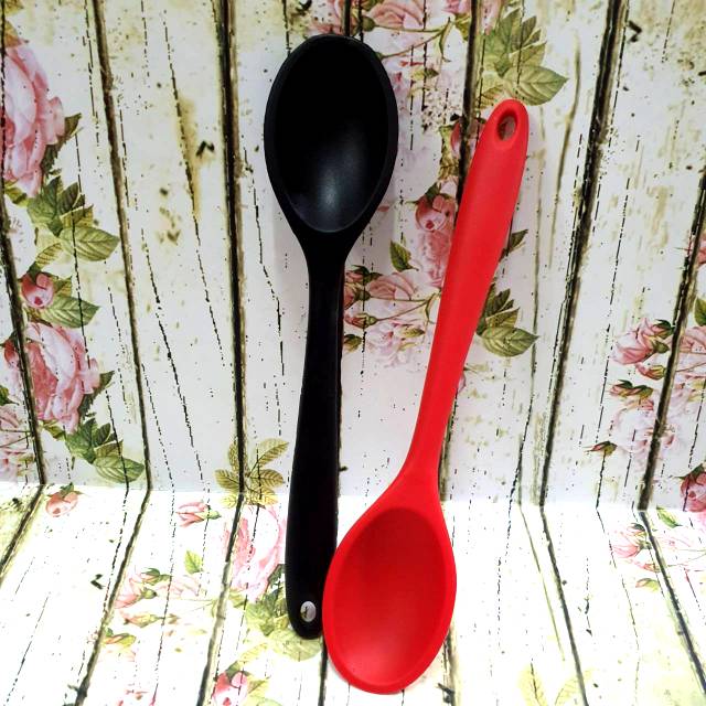 SENDOK SPOON spatula silicon cooking oval 28 cm tahan panas  sodet sutil soled polos