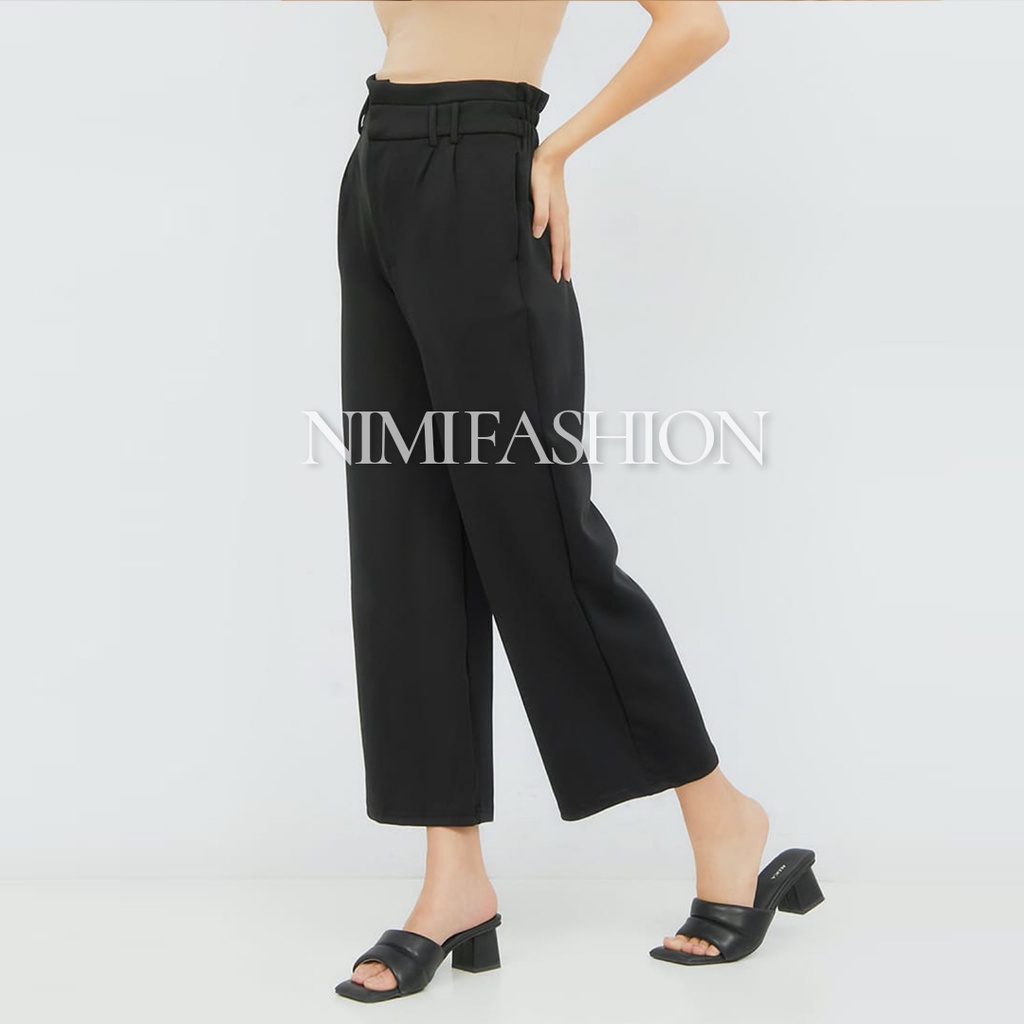 NIMI - Paula Cullote Highwaist Celana kulot Scuba Import Wanita