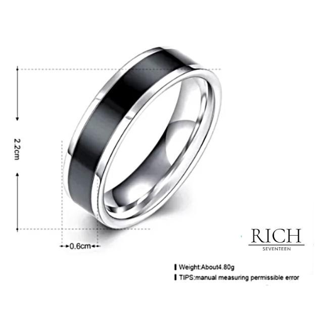 cincin anti karat gaul PROMO &amp; DISCOUNT CINCIN TITANIUM ELEGAN BAYAR DI TEMPAT Silver Hitam -Cincin Silver List Gold Perhiasan Titanium Stainless Steel CINCIN PRIA KOMBINASI