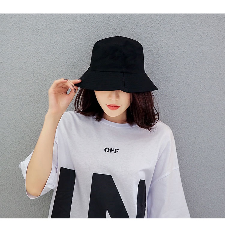 Topi Nelayan Warna Solid Gaya Hip Hop Korea