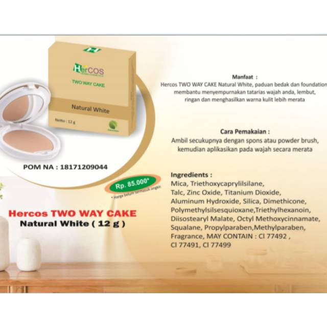 HERCOS TWO WAY CAKE NATURAL WHITE 12 Gram