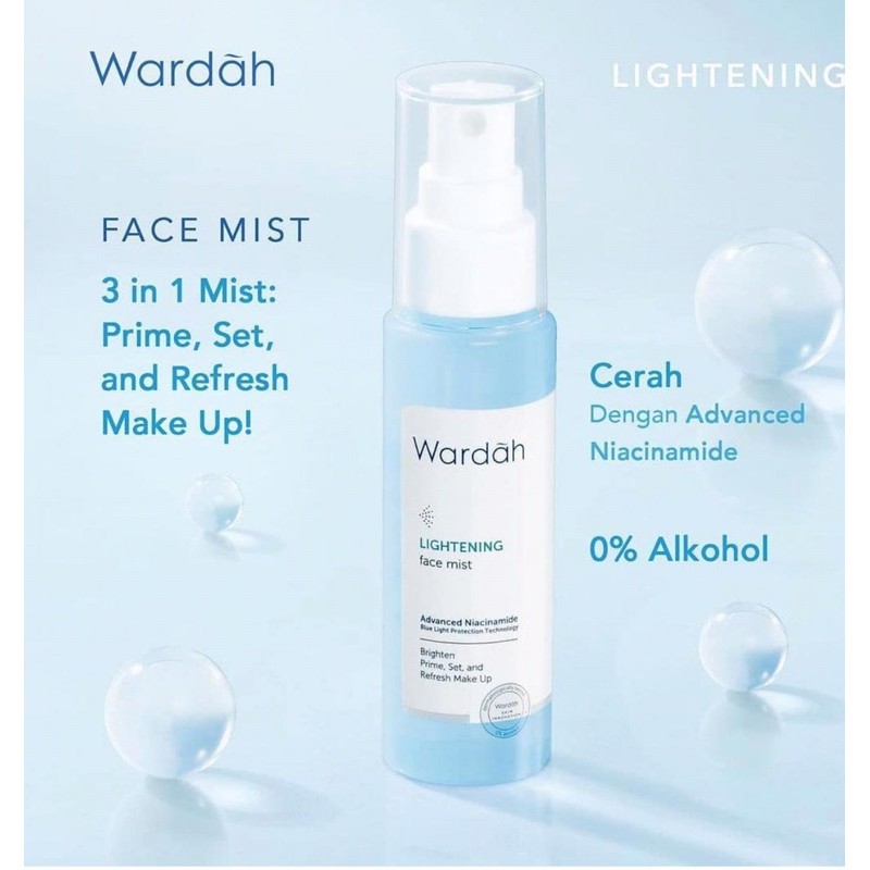 ✿ELYSABETHME✿ 🅆 🄰 🅁 🄳 🄰 🄷 Wardah Lightening Face mist Biru spray setting makeup bedak tahan lama