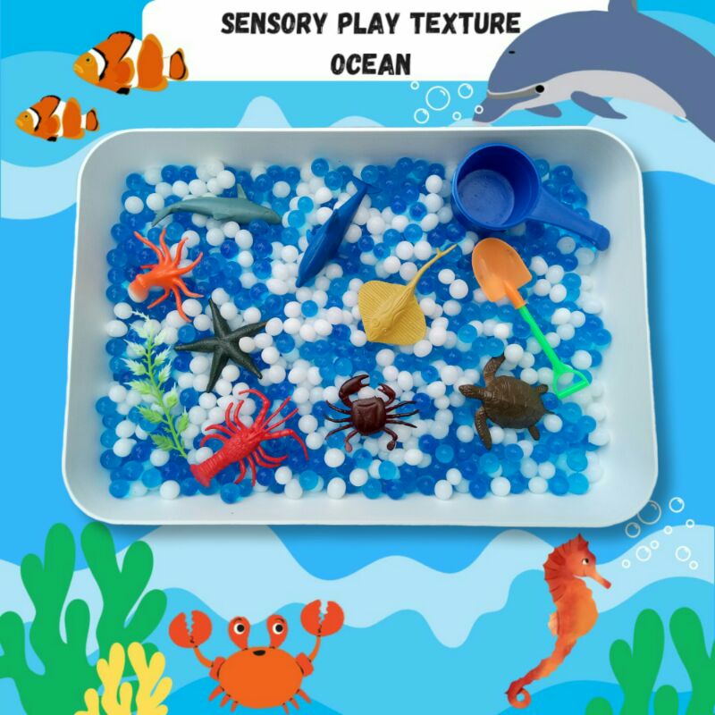 Sensory Box Ocean / Mainan Sensory peraba dan penglihatan Montessori Play / Montesory Play / Mainan Edukasi / Mainan Anak / Mainan Balita