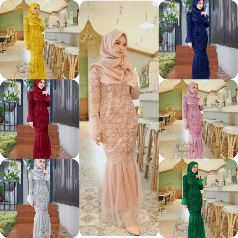 4 UKURAN M L XL XXL MAXY GAMIS DRESS MUSLIM CHRISTALIA BRUKAT FEHM