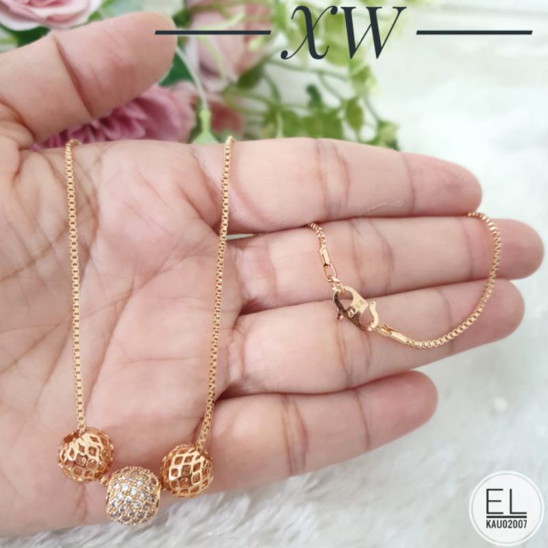 Kalung Fashion 3 bola Gold/Silver KAU02007
