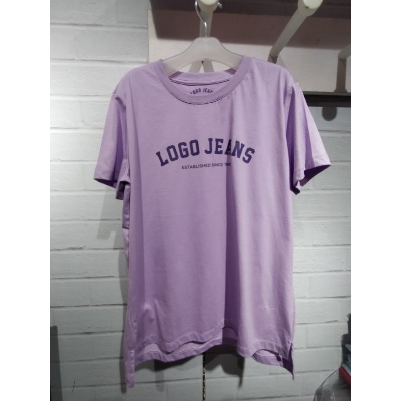 kaos wanita purple logo jeans new