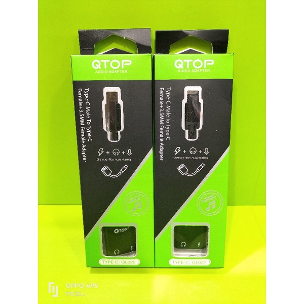 Sambungan Handsfree QTOP Type C + Charger To 3.5mm Adapter