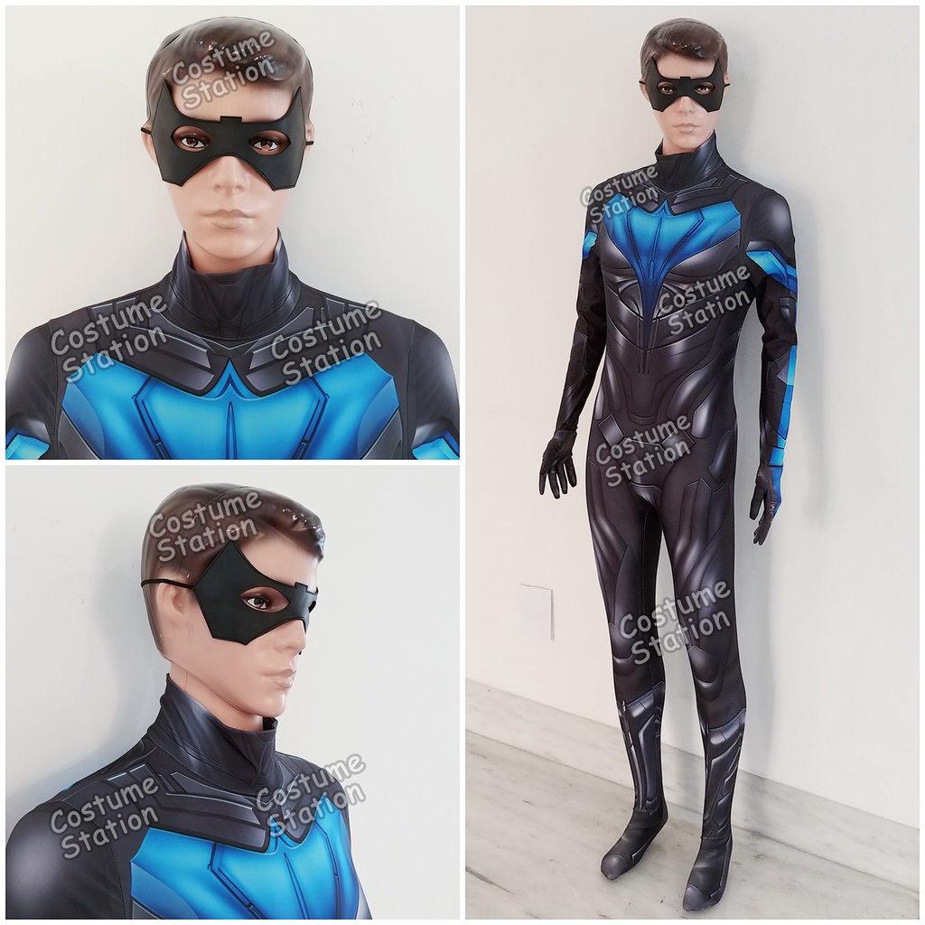 Kostum Nightwing / Costume Batman Sidekick Justice League pria dewasa