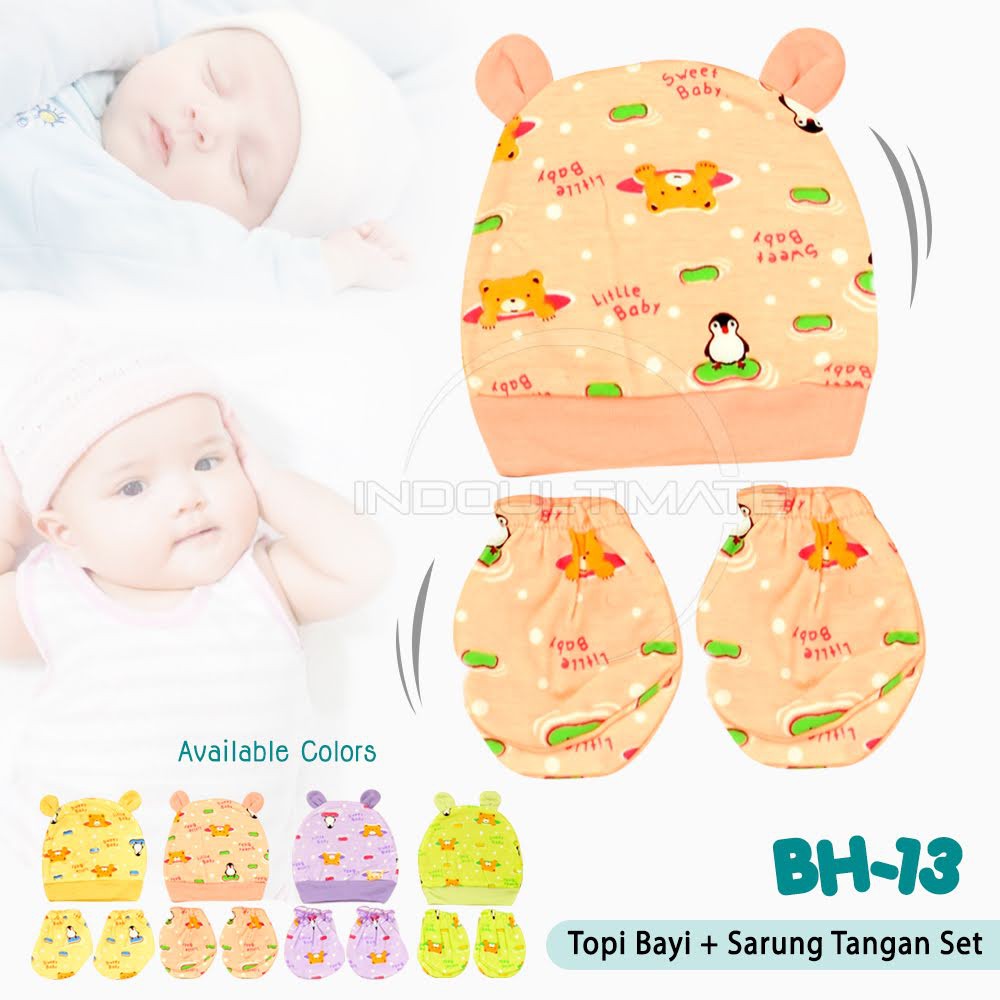 1SET Topi Kupluk Bayi + Sarung Tangan Bayi + Sarung Kaki Bayi BH-13 Topi Kupluk Bayi newborn