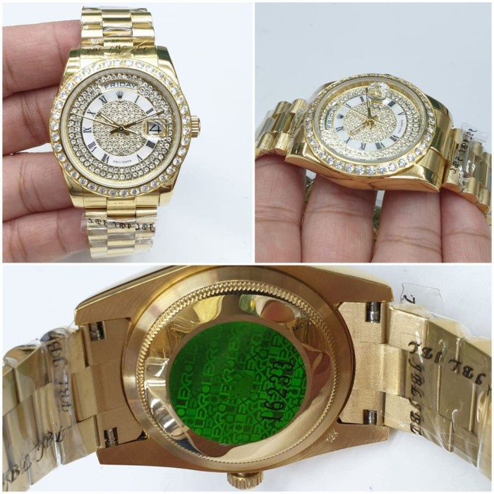 Jam Tangan Rolex Daydate Diamond Gold Super AAA