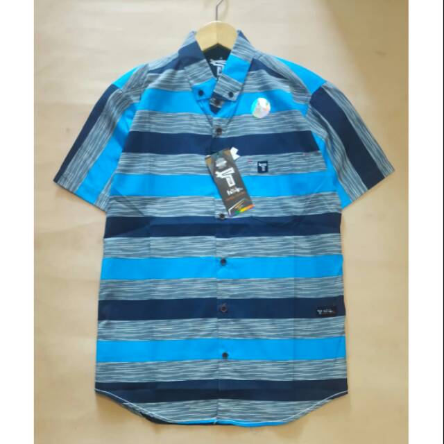 Kemeja pendek pria - kemeja motif salur - kemeja salur