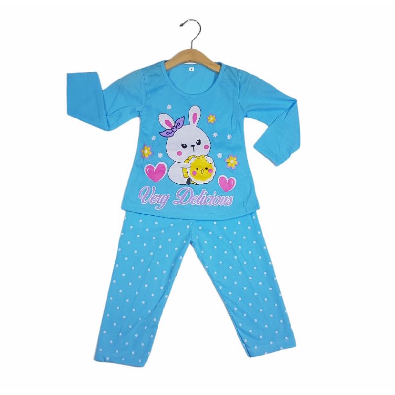 SETELAN SIKUNING PAKAIAN BAJU ANAK PEREMPUAN 2-7 TAHUN MOTIF RABBIT VERRY DELICIUS