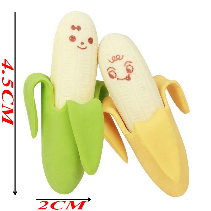 2pcs Penghapus Bentuk Kartun Pisang Bahan TPR Untuk Sekolah / Kantor