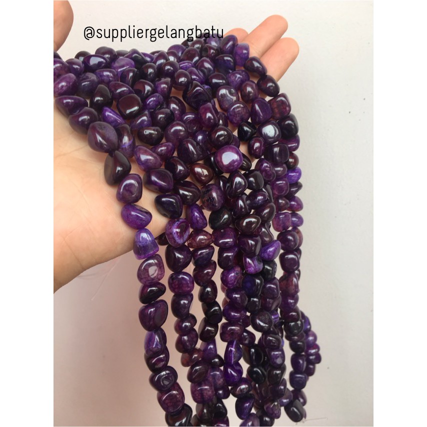 manik Batu alam purple agate ungu Beads 12 x 10mm bahan gelang kalung beads aksesoris supplier craft