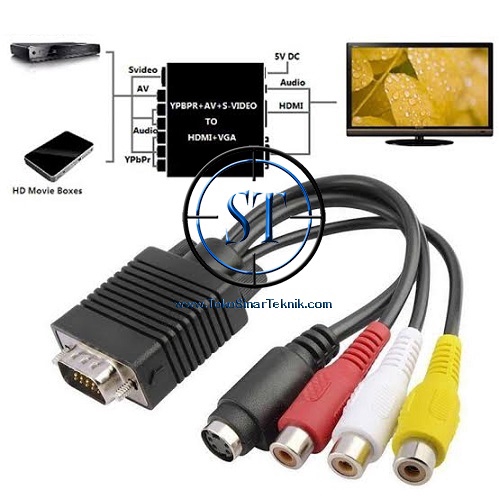 VGA TO S-VIDEO 3 RCA COMPOSITE AV TV OUT ADAPTER CONVERTER CABLE FOR PC