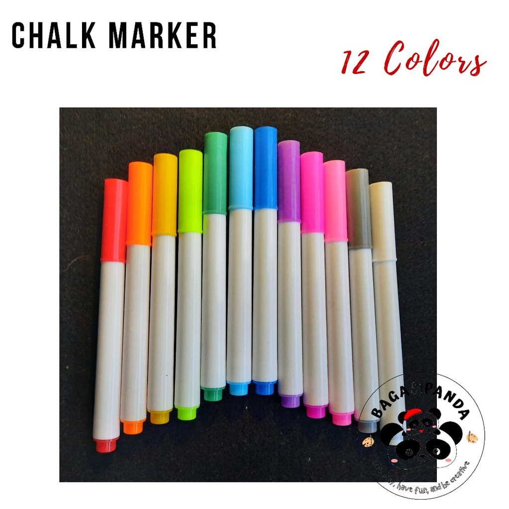 

12 colors Chalk Marker Pen / Kapur Spidol Cair 12 Warna Papan Tulis