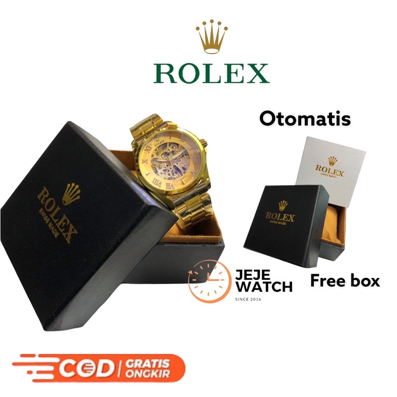 JAM TANGAN RANTAI PRIA ROLEX OTOMATIS/otomatis rolex full black dan gold