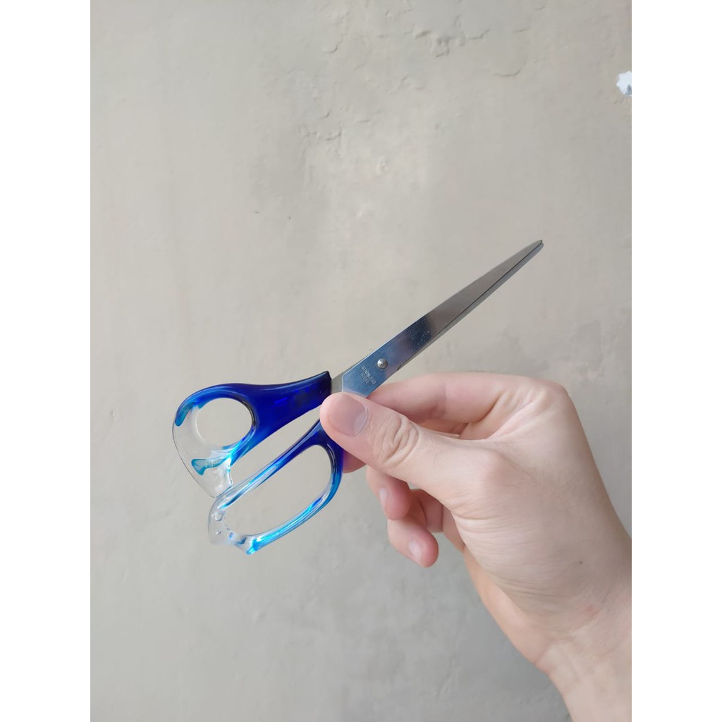 

gunting 8 inch stainles steel gradasi biru rambut termurah glory korea COD alat tulis kantor termurah -IVN304