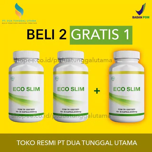 ECO SLIM Original - Obat Diet & Pelangsing Alami 3 Bottle