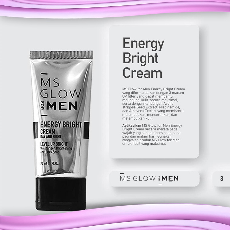 MS GLOW FOR MEN ENERGY BRIGHT CREAM DAY AND NIGHT 30ML