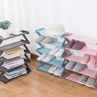 Rak Sepatu 4 Susun Shoe Rack Sandal Holder Mudah Bongkar Pasang Rak Buku Serbaguna Storage 4604