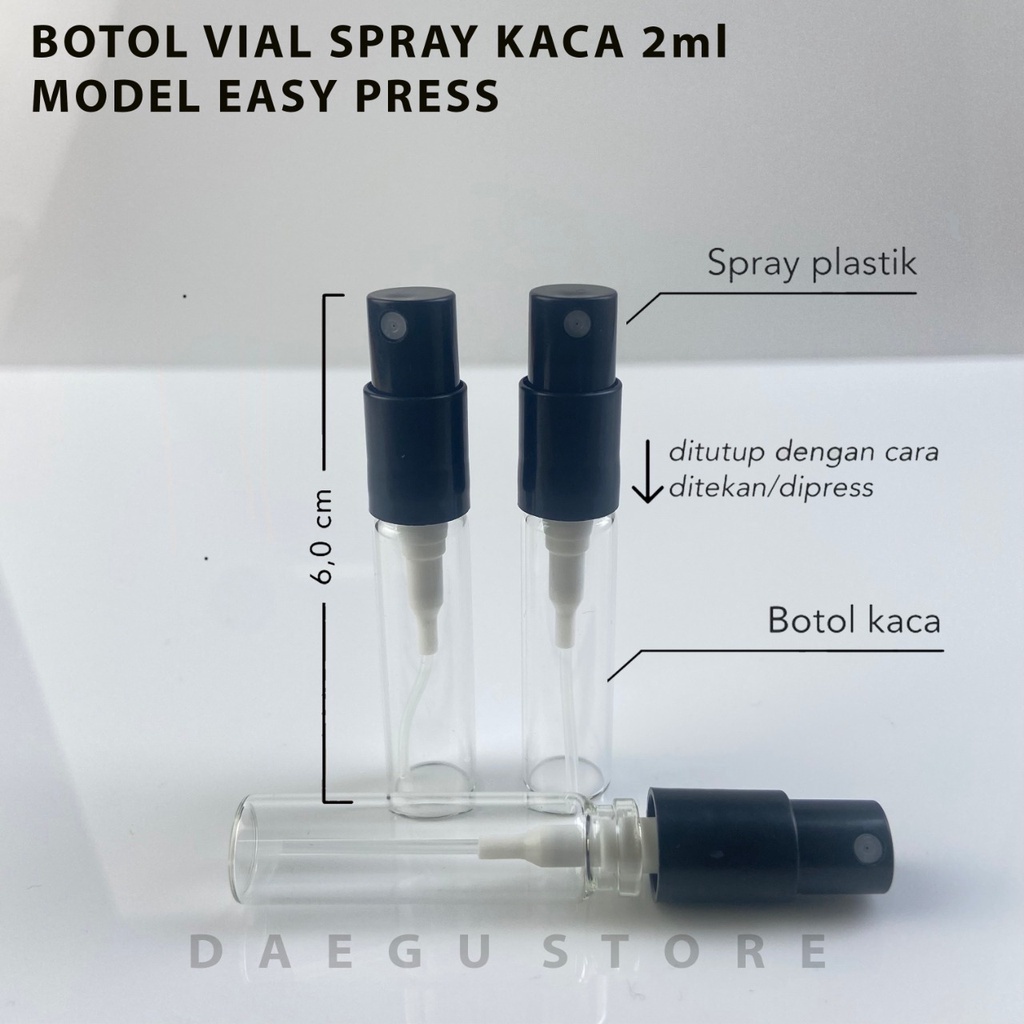 Botol Vial 2ml Perfume Sample / Botol Spray Pump bahan Kaca