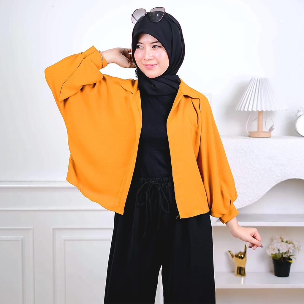 AFI - EC - ⭐️ PREMIUM AIRFLOW CRINCLE ⭐️ Marshey Batwing Oversize Outer CRINCLE-Mustard