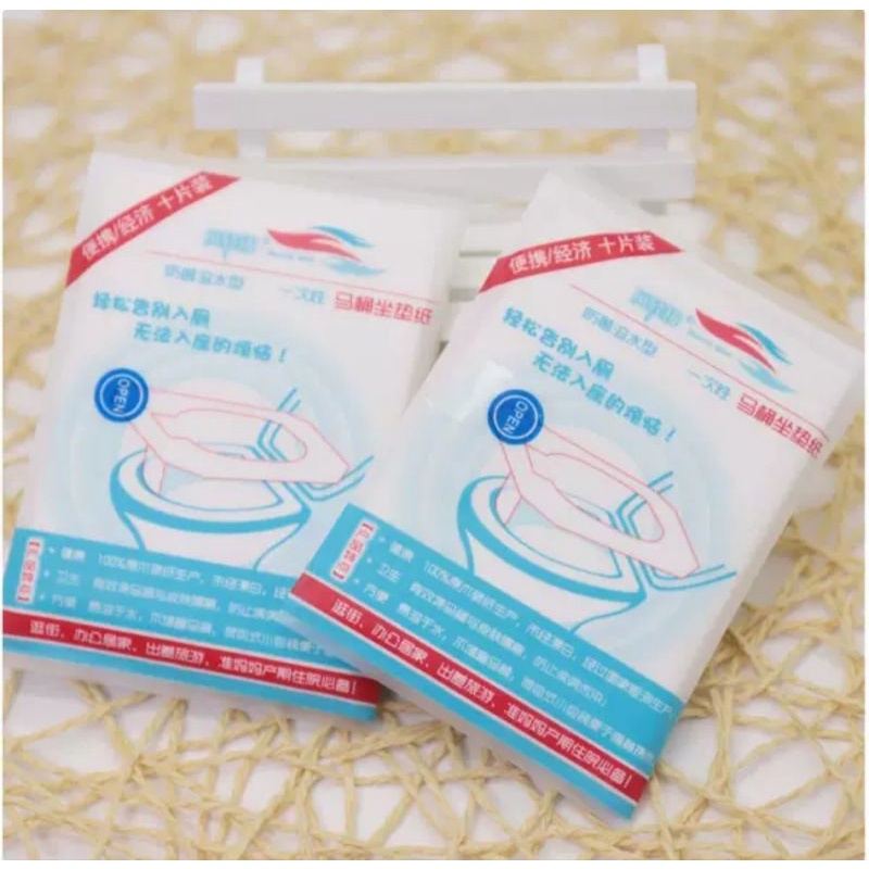 Isi 10 Kertas Alas dudukan Toilet Travel Disposable cover Pelindung Alas Toilet