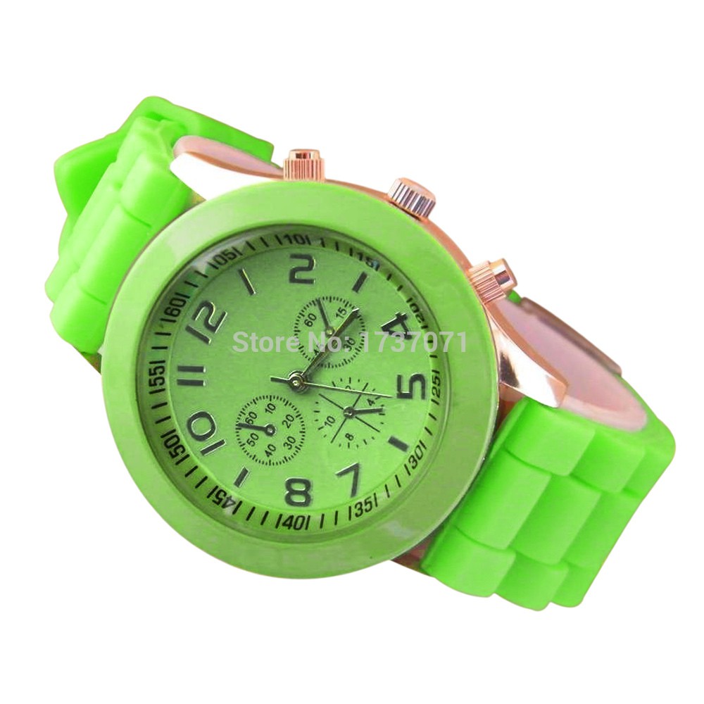 Geneva Fashion Rubber Jam Tangan Wanita - Hijau Neon - KRT