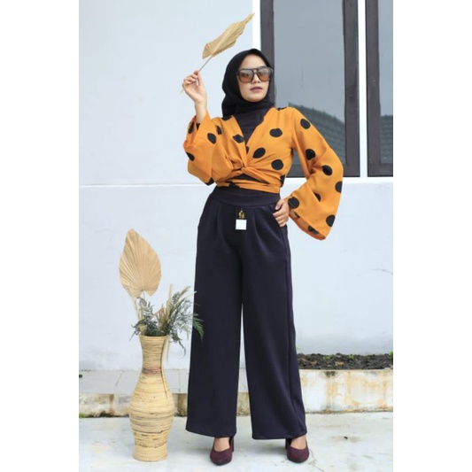 3A Fashion - Celana Kulot High Waist Scuba Premium Pinggang Full Karet