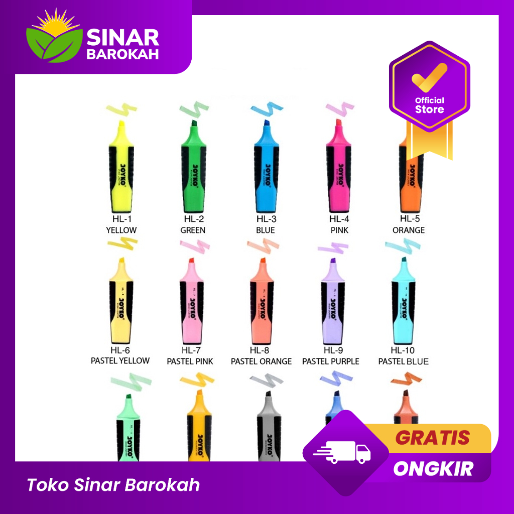 

Highlighter / Highlighter Penanda Berwarna Joyko - Satuan