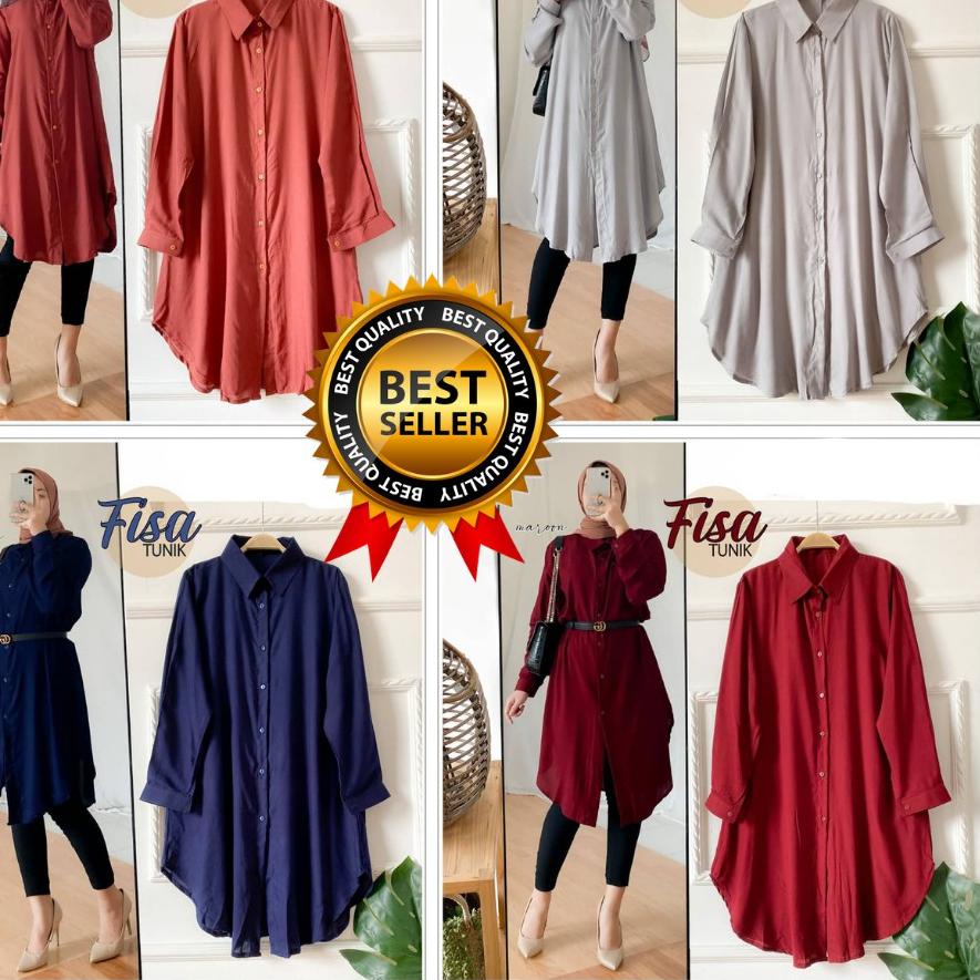 ✈ BAJU ATASAN MUSLIM WANITA FISA TUNIK TUNIC KATUN RAYON PREMIUM TERBARU ☻