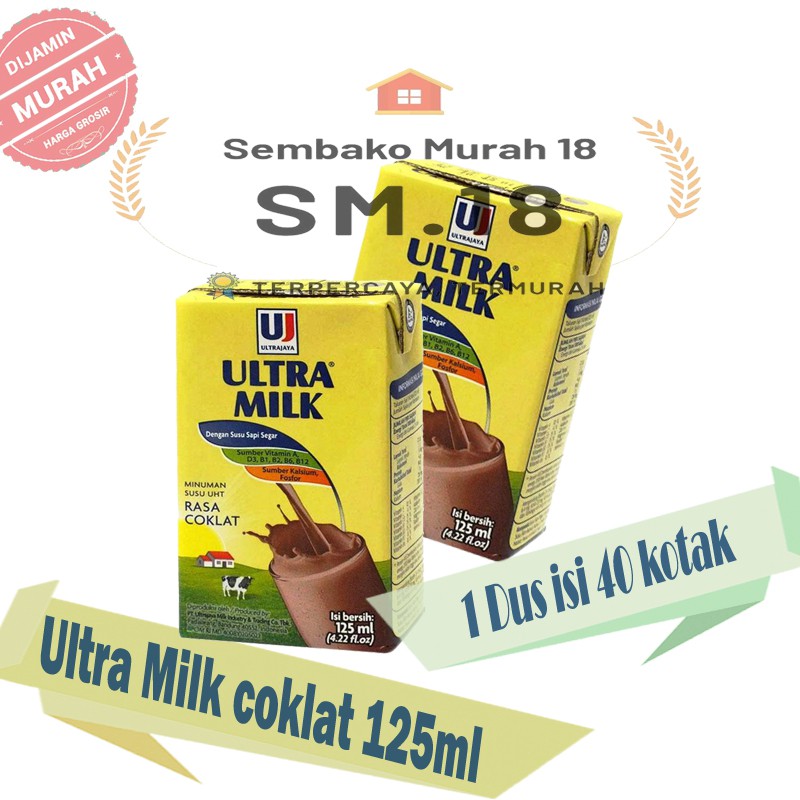 Susu Ultra Milk COKLAT 125ml - Minuman kemasan kotak sehat grosir UHT