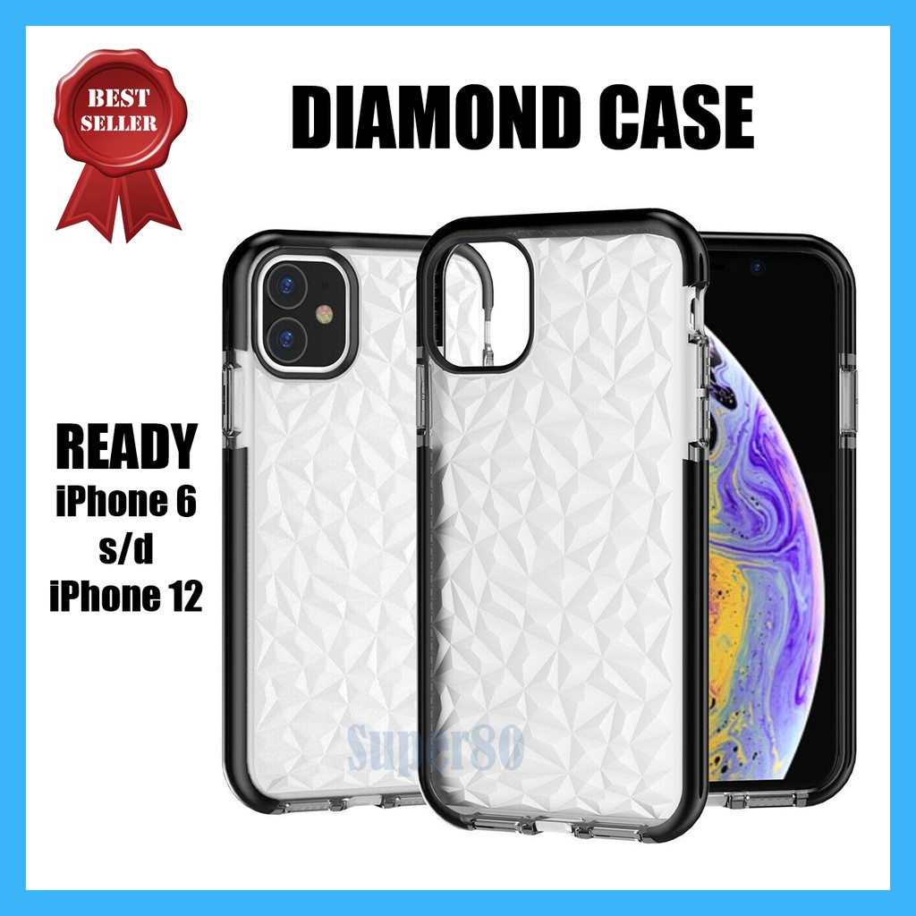 Soft Case 3D Diamond iPhone 6 6s 7 8 Plus X XS XR Max 11 12 Mini Pro Softcase Casing Bening