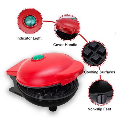 Double Waffle Pan Maker Persegi Panjang Cetakan Kue Waffel Pancake Croffle Teflon-4