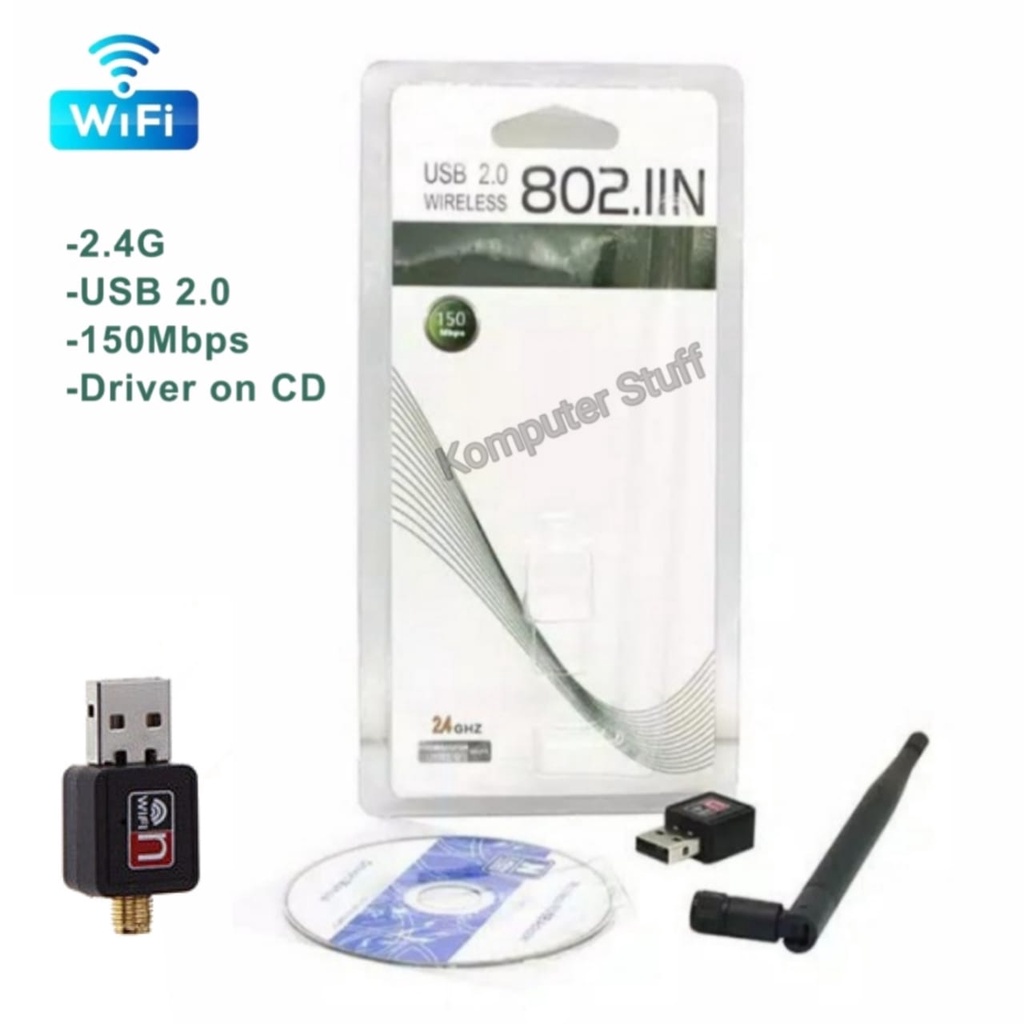 USB Wifi Adapter 150Mbps 802.11N Penangkap Sinyal Wifi Di Laptop PC Komputer Dengan Antena