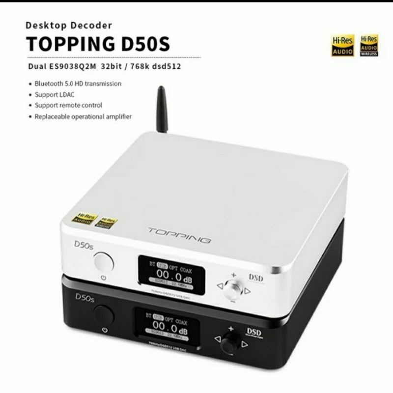 Topping D50S Pro Hifi Dekstop DAC&Headphone Ampilifer Bluetooth 5.0-Hitam