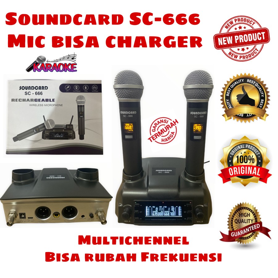 Mic wireless Soundcard SC-666 Multichennel Microphone