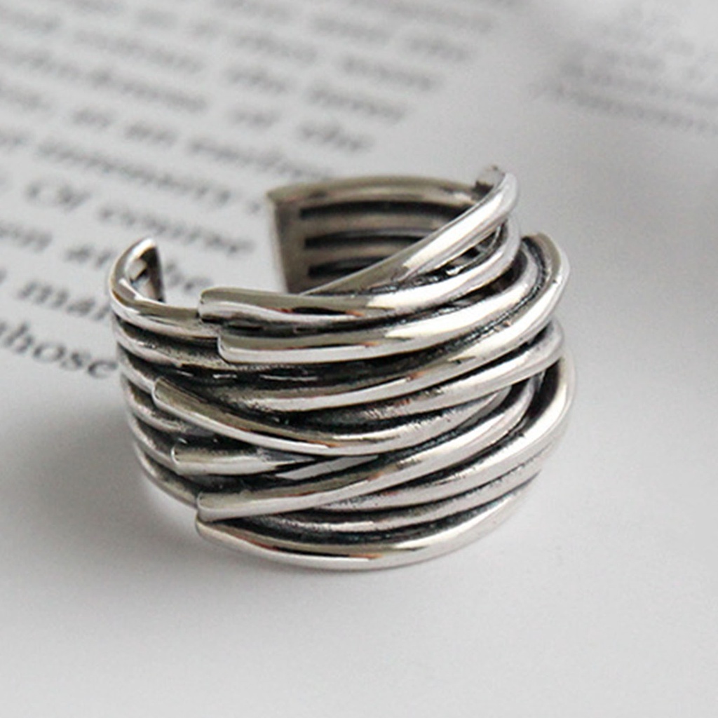 Hu Hu Hu Hu Hu Alat Bantu Pasang Kacamata♡ Cincin Model Terbuka Bahan Alloy Warna Silver Gaya Vintage Untuk Wanita
