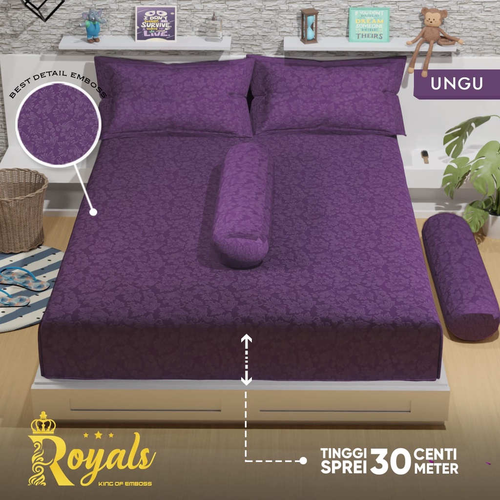 Royals Sprei Jacquard Emboss Uk 160/180 - Ungu