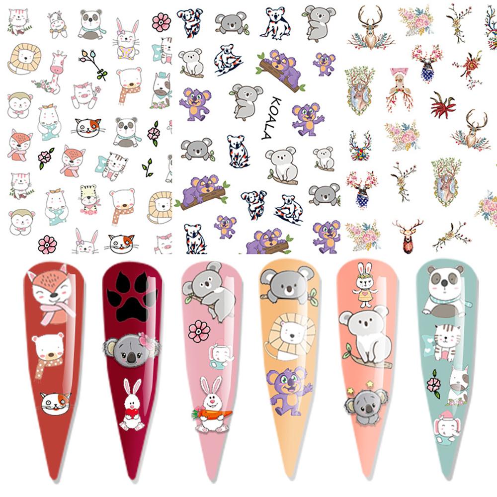 Mxbeauty Stiker Kuku Anak Tahan Air DIY Koala Panda Self Adhesive Nail Art Dekorasi