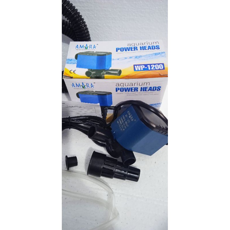 POMPA AIR PEMBERSIH AQUARIUM RENDAM AMARA POWER HEAD WP 1200 + SELANG FILTER HITAM/BIRU