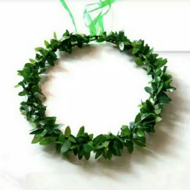 Flowercrown - Simple flower crown / Mahkota bunga daun hijau / bandana / headpiece / Crown pengantin